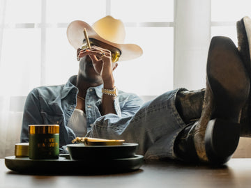 A cowboy enjoying Texas grown hemp.